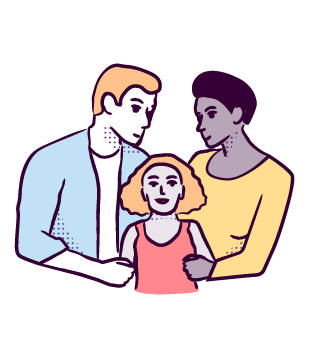 Illustration of a family hugging