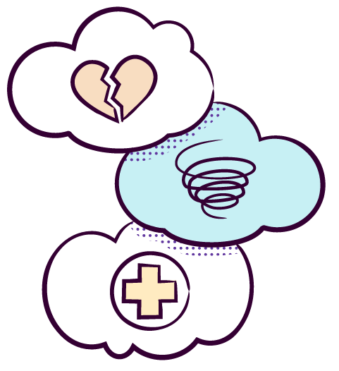 Illustration of symbols in cloud bubbles