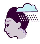 illustration of a person frowning with a raincloud above them